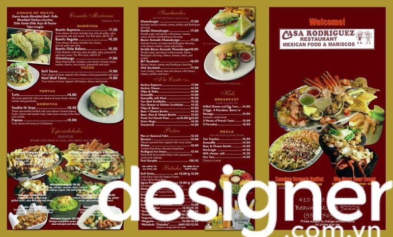 Thiết kế menu nhà hàng Ấn Độ ấn tượng